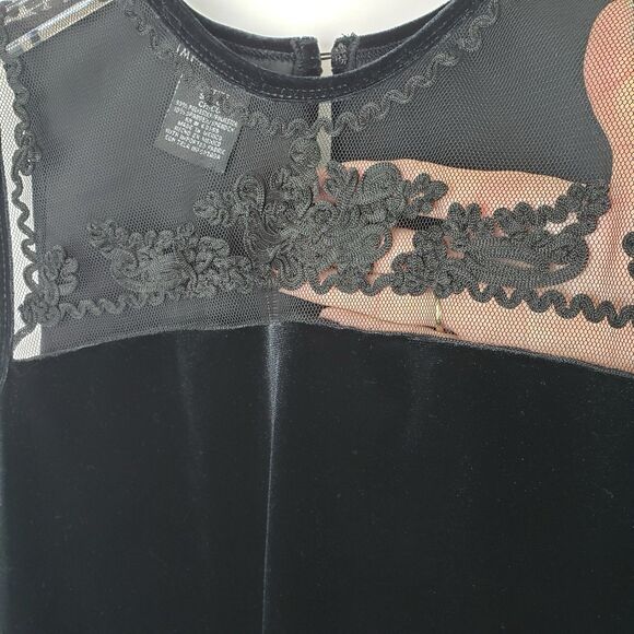 Velvet Sleeveless Womens top Petite S Black Sheer Lace dark Coquette Romantic - Picture 5 of 11